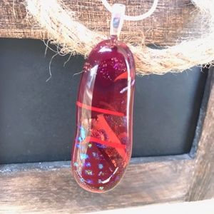 Wild Rose -Red fused glass Pendant